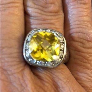 .925 sterling halo ring w canary stone